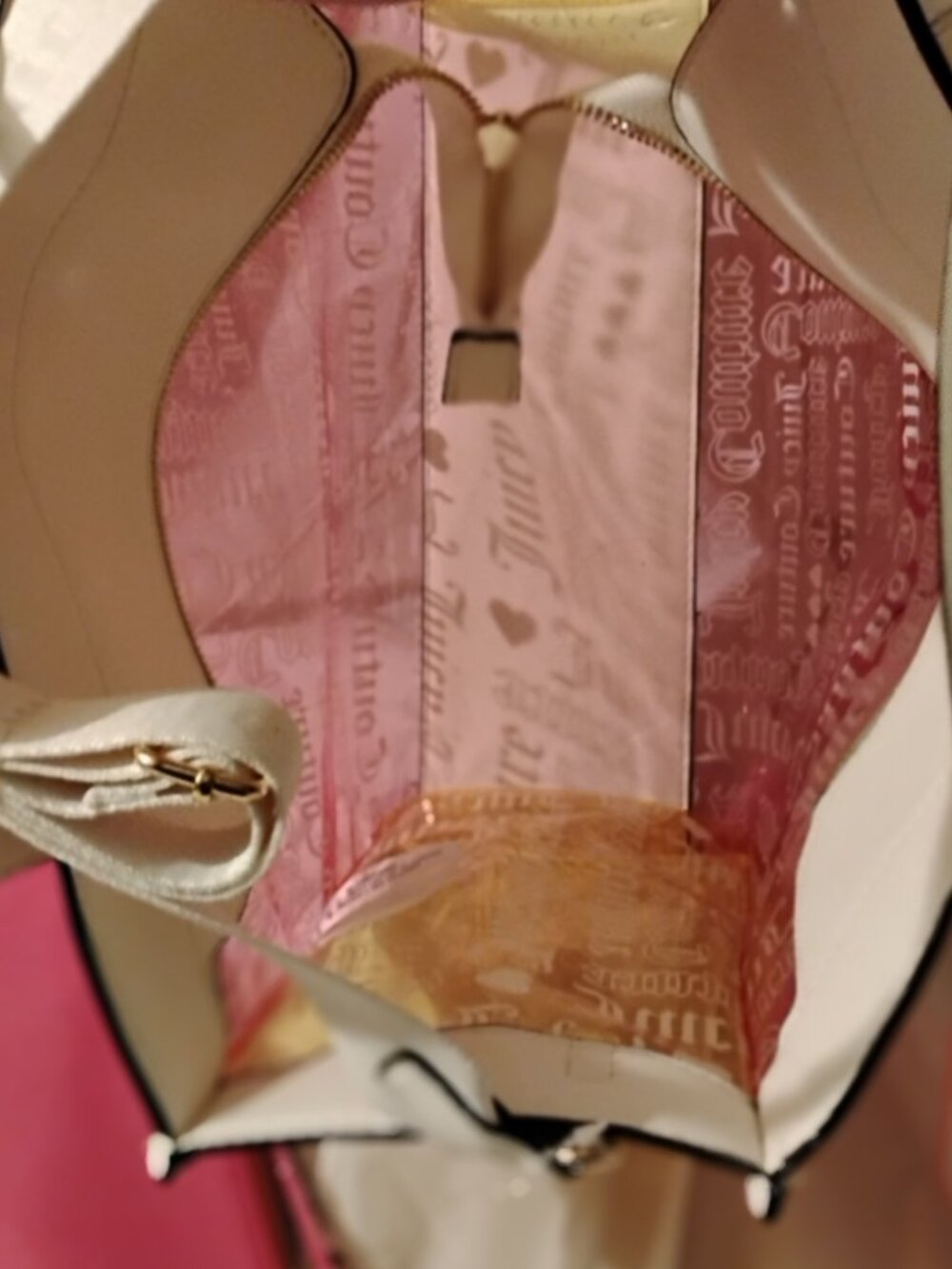 Juicy Couture Large Beachin Tote - Pink/Yellow/White/Clear w/Solid Pouch Set - Picture 11 of 15